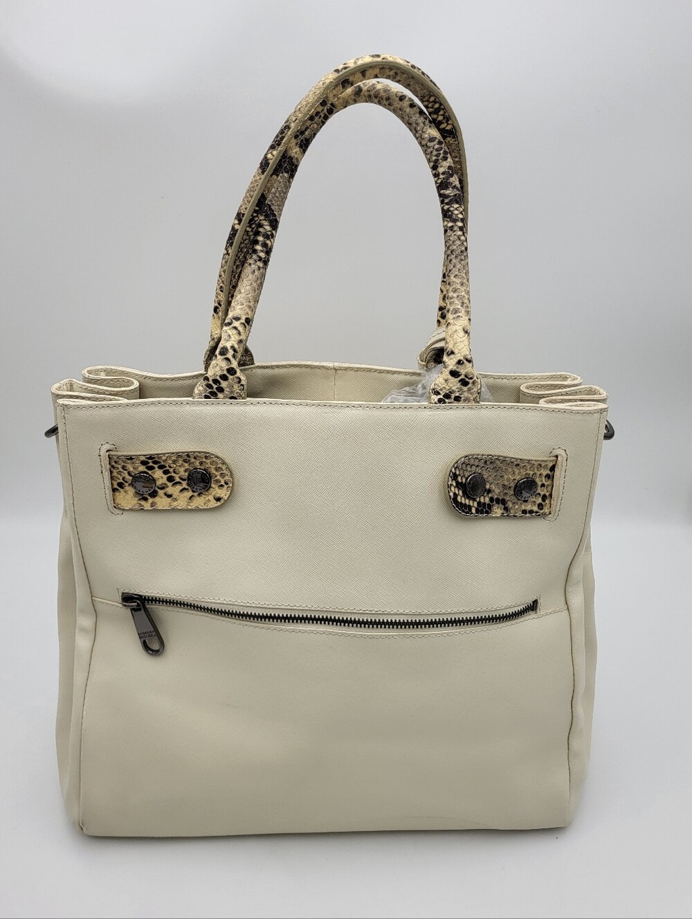 Badgley Mischka Cream With Snakeskin Accents